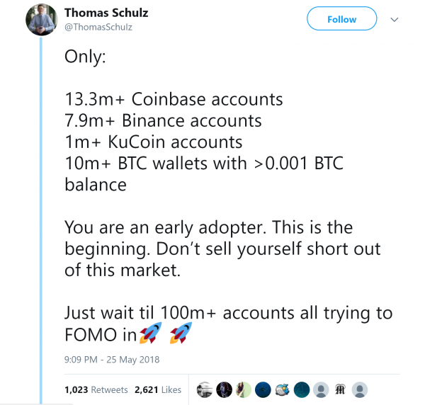 تغرد حسابات Thomas Schulz Cryptocurrency Blockchain