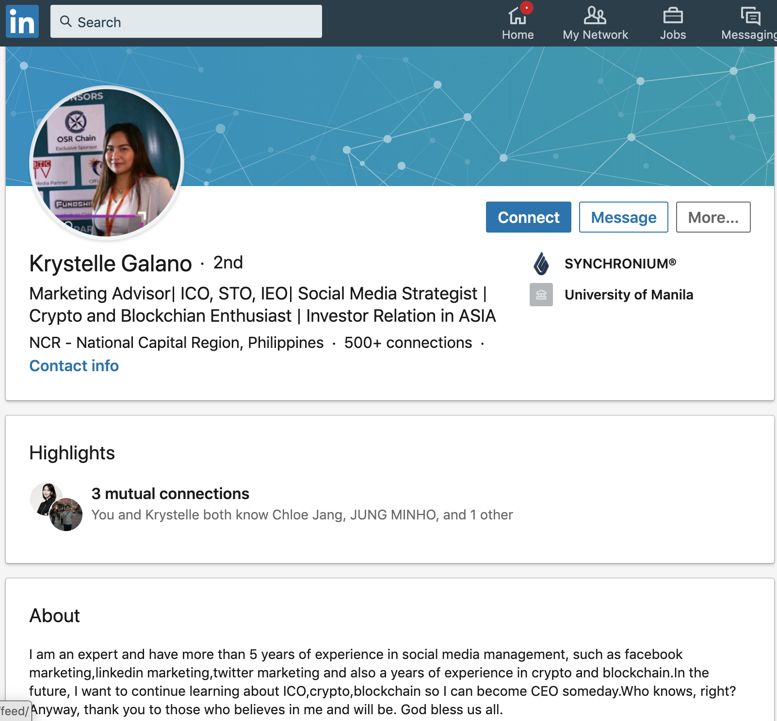 Krystelle Gallano в LinkedIn